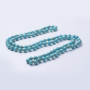 Natural Howlite Beaded Necklaces, Round, Dyed & Heated & Heated, 36 inch(91.44cm)(NJEW-P202-36-A08)
