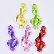 Transparent Acrylic Pendants, Dyed, Musical Note, Mixed Color, 35x14x4mm, Hole: 3mm, about 595pcs/500g(TACR-T015-089)