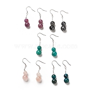 Natural Gemstone Calabash Dangle Earrings with 925 Sterling Silver Pin for Women, 43mm, Pin: 0.6mm(EJEW-G287-06)