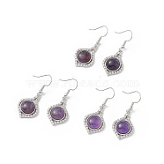 Natural Amethyst Vase Dangle Earrings, Platinum Brass Jewelry for Women, 40mm, Pin: 0.5mm(EJEW-A092-01P-17)