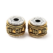 Rack Plating Tibetan Style Alloy Beads, Cadmium Free & Lead Free, Column with Skull & Lotus, Antique Silver & Antique Golden, 11.3x8.8mm, Hole: 2.9mm(FIND-B023-08)