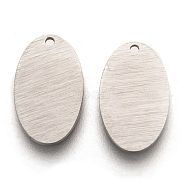 304 Stainless Steel Pendants, Stamping Blank Tag, Laser Cut, Double Side Drawbench Effect, Oval, Stainless Steel Color, 18x11x1mm, Hole: 1.2mm(STAS-O133-01B-P)
