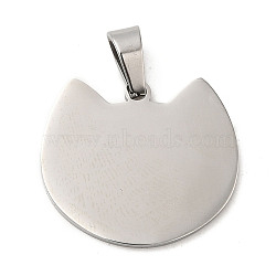 Non-Tarnish 304 Stainless Steel Pendants, Stamping Blank Tag, Cat Head Charm, Stainless Steel Color, 21x24x1.5mm, Hole: 7x4mm(STAS-A086-04P)