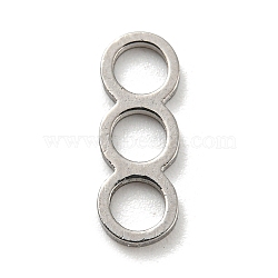 304 Stainless Steel Connector Charms, Three Ring Link, Stainless Steel Color, 12.5x4.5x1mm, Hole: 3mm(STAS-G318-06P)