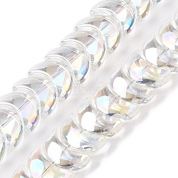 Electroplate Glass Beads Strands, Moon, Clear, 9x14x7mm, Hole: 0.9mm, about 99~101pcs/strand, 35.08~36.36''(89.1~90.9cm)(EGLA-T021-07B)