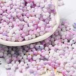 Baking Paint Glass Seed Beads, Round Hole, Peanut, Orchid, 6~6.5x3~3.5x3~3.5mm, Hole: 1~1.2mm, about 4500pcs/pound(SEED-F005-01A-05)