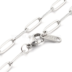 Non-Tarnish 304 Stainless Steel Paperclip Chains Necklace, Stainless Steel Color, 19.49 inch(495mm)(NJEW-JN03593-02)