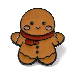 Christmas Theme Enamel Pins, Alloy Brooches for Backpack Clothes, Gingerbread Man, 30x27x1mm(JEWB-M043-05A)