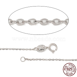 Rhodium Plated 925 Sterling Silver Cable Chains Necklace for Women, Platinum, 17.72 inch(45cm)(STER-I021-08B-P)