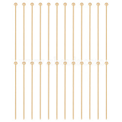 150Pcs Brass Ball Head Pins, for Jewelry Making, Real 18K Gold Plated, 30x0.6mm, 22 Gauge, Head: 2mm(KK-GO0001-60)