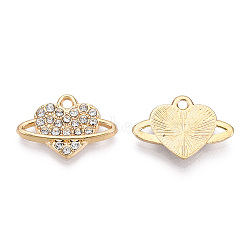 Alloy Pendants, with Crystal Rhinestone, Cadmium Free & Lead Free, Heart, Light Gold, 14x20x2mm, Hole: 1.8mm(PALLOY-T087-11KC)