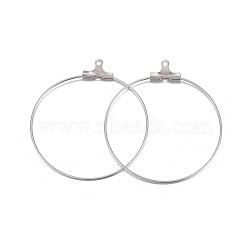 316 Surgical Stainless Steel Hoop Earring Findings, Ring, Stainless Steel Color, 39~40x35~36x0.7mm, 21 Gauge, Hole: 1mm(STAS-P238-09P-04)