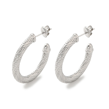 304 Stainless Steel Ring Stud Earrings, Half Hoop Earrings, Stainless Steel Color, 28x4mm
