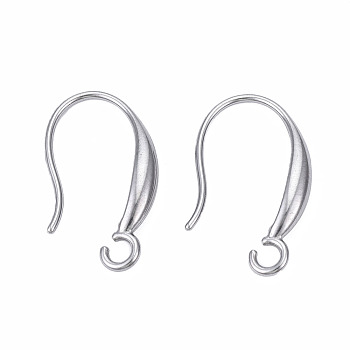 316 Surgical Stainless Steel Hooks, with Horizontal Loop, Ear Wire, Stainless Steel Color, 12x19mm, Hole: 2mm, 21 Gauge, Pin: 0.7mm