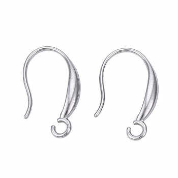 Tarnish Resistant 316 Surgical Stainless Steel Hooks, with Horizontal Loop, Ear Wire, Stainless Steel Color, 12x19mm, Hole: 2mm, 21 Gauge, Pin: 0.7mm