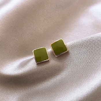 Alloy Enamel Earrings for Women, Square, 18x11mm