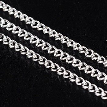 Iron Twisted Chains Curb Chains, Unwelded, with Spool, Silver Color, Link: 2x3mm, 0.5mm thick, about 328.08 Feet(100m)/roll