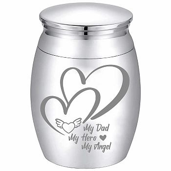 Column Zinc Alloy Cremation Urn, with Velvet Packing Pouches & Polishing Cloth & Disposable Flatware Spoons, Heart, 1.59 inch(4.05cm), Capacity: 30ml(1.01fl. oz)