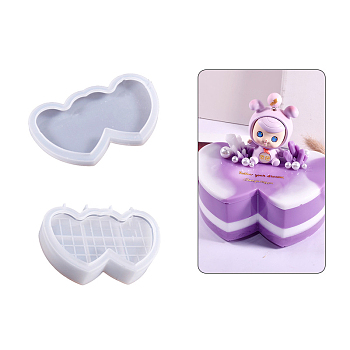 DIY Silicone Storage Molds, Resin Casting Molds, Clay Craft Mold Tools, Heart, 102~111x164~165x14~37mm, 2pcs/set