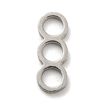 304 Stainless Steel Connector Charms, Three Ring Link, Stainless Steel Color, 12.5x4.5x1mm, Hole: 3mm