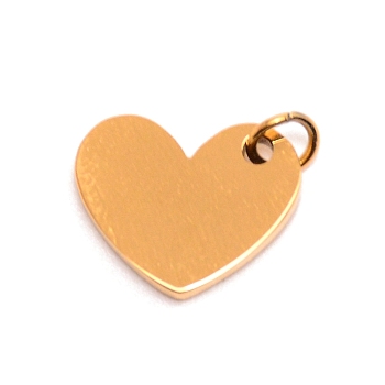 201 Stainless Steel Pendants, Heart, Golden, 12.5x15x2mm, Hole: 3.6mm