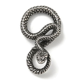 316 Surgical Stainless Steel Pendants, Snake Charm, Antique Silver, 46.5x26x14mm, Hole: 9.5x12.5mm