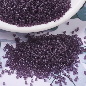 MIYUKI Delica Beads, Cylinder, Japanese Seed Beads, 11/0, (DB0782) Dyed Semi-Frosted Transparent Plum, 1.3x1.6mm, Hole: 0.8mm, about 10000pcs/bag, 50g/bag