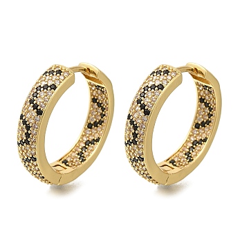 Rack Plating Brass Micro Pave Cubic Zirconia Hoop Earrings, Long-Lasting Plated, Lead Free & Cadmium Free, Real 18K Gold Plated, 23.5x5.5mm