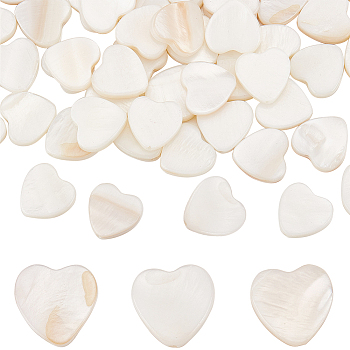 2 Strands Natural Freshwater Shell Beads Strands, Heart, Seashell Color, 13x12.5x3mm, Hole: 1mm, about 30pcs/strand, 13.78 inch (35cm)