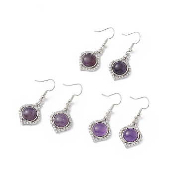 Natural Amethyst Vase Dangle Earrings, Platinum Brass Jewelry for Women, 40mm, Pin: 0.5mm