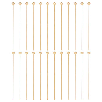 150Pcs Brass Ball Head Pins, for Jewelry Making, Real 18K Gold Plated, 30x0.6mm, 22 Gauge, Head: 2mm