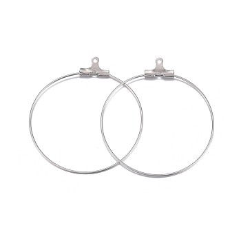 316 Surgical Stainless Steel Hoop Earring Findings, Ring, Stainless Steel Color, 39~40x35~36x0.7mm, 21 Gauge, Hole: 1mm