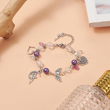 Alloy Heart & Fairy Charm Bracelets(BJEW-JB09307)-2