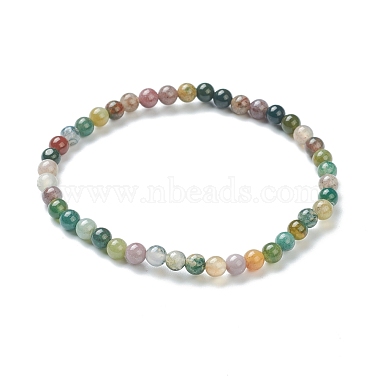 Natural Indian Agate Beaded Stretch Bracelets(BJEW-A117-A-46)-2