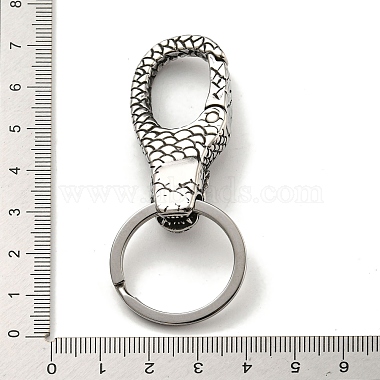 Tibetan Style 316 Surgical Stainless Steel Fittings with 304 Stainless Steel Key Ring(FIND-Q101-09AS-04)-3