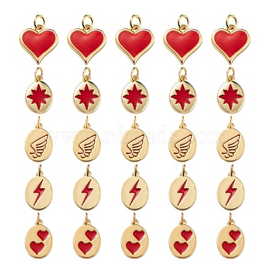 10Pcs 5 Style Real 18K Gold Plated Brass with Jump Rings Enamel Charms(KK-LS0001-36)-2
