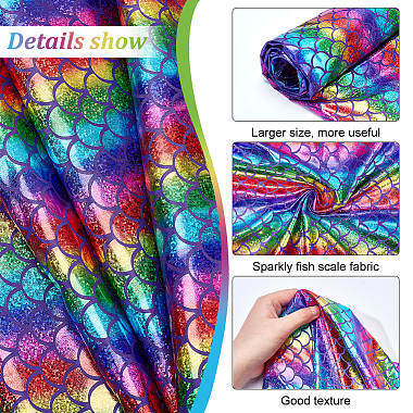 tissu en polyester avec écailles de sirène et de poisson(DIY-WH0410-21A)-3