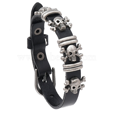 Alloy Skull Rivets Bracelet(BJEW-C037-04A)-5