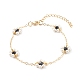 Shell Pearl & Acrylic Beads Flower Link Bracelets(X1-BJEW-TA00003-05)-1