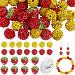 DIY Strawberry Handmade Polymer Clay Rhinestone Beads Bracelets Making Kits, Mixed Color, 10~13.5x10~12.5mm, Hole: 1.5~1.6mm, 50pcs/set(FIND-SC0015-13)