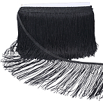 Polyester Tassel Ribbons, Garment Accessories, Black, 5-7/8~6-1/4 inch(150~160mm) (OCOR-WH20006-78A)