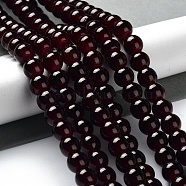 Imitation Jade Glass Beads Strands, Spray Painted, Round, Coconut Brown, 8mm, Hole: 1.3~1.6mm, about 100pcs/strand, 31.4 inch(DGLA-S076-8mm-39)