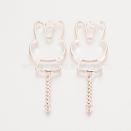 Alloy Bunny Open Back Bezel Pendants, For DIY UV Resin, Epoxy Resin, Pressed Flower Jewelry, Rabbit with Magic Stick, Rose Gold, 62.5x22x2.5mm, Hole: 2.5mm(TIBE-S308-08RG)