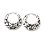 316 Surgical Stainless Steel Hoop Earrings, Line Charm, Antique Silver, 17.5x16.5mm(EJEW-D096-10E-AS)