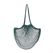 Portable Cotton Mesh Grocery Bags, Reusable Net Shopping Handbag, Dark Olive Green, 58.05cm, Bag: 35x38x1.8cm. (ABAG-H100-A04)