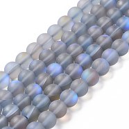 Synthetic Moonstone Beads Strands, Frosted, Round, Light Grey, 8mm, Hole: 1mm, about 43~47pcs/strand, 14.37''~15.08''(36.5~38.3cm)(G-E573-01B-01)