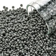 TOHO Round Seed Beads, Japanese Seed Beads, (53DF) Opaque Frost Dark Gray, 11/0, 2.2mm, Hole: 0.8mm, about 1103pcs/10g(X-SEED-TR11-0053DF)