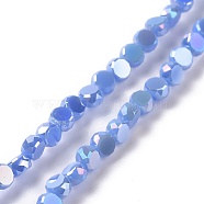 Electroplate Glass Beads Strands, AB Color Plated, Faceted, Flat Round, Cornflower Blue, 4.5x3mm, Hole: 1mm, about 145~150pcs/strand, 22.83''(58cm)(GLAA-E036-03C)