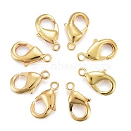 Brass Lobster Claw Clasps, Parrot Trigger Clasps, Cadmium Free & Nickel Free & Lead Free, Golden, 10x5x3mm, Hole: 1mm(KK-901-G-NF)