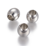 201 Stainless Steel Beads, Barrel, Stainless Steel Color, 10x9.1mm, Hole: 5.5mm(X-STAS-I103-54P)